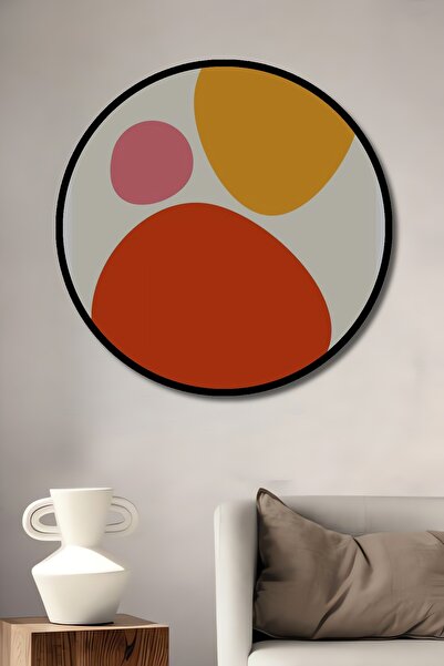 Teona Ahşap Tablou decorativ cu aspect de cadru rotund din lemn, artă abstrac...