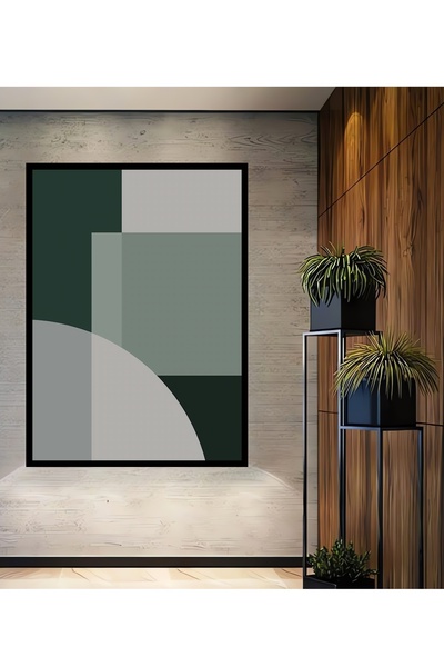 Teona Ahşap Tablou decorativ din lemn dreptunghiular cu aspect geometric verd...