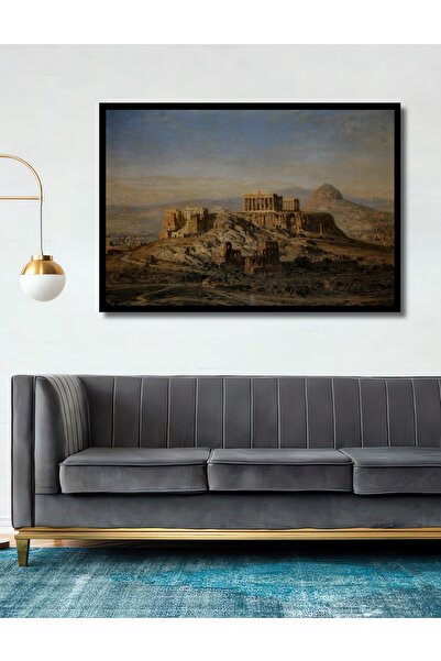 Teona Ahşap Tablou decorativ din lemn dreptunghiular, peisajul Acropolii din Atena, cu aspect de cadru