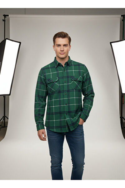 secret touch Erkek Oduncu Regular Fit Klasik Kesim Çift Cepli Yaka Düğmeli Kı...