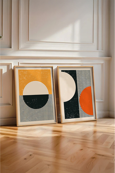 huhuli Ahşap Çerçeveli 2 Parça Set Tablo Huhu18