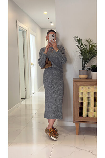 BİRCANÇİL Betra Fume Melange рокля с мека текстура