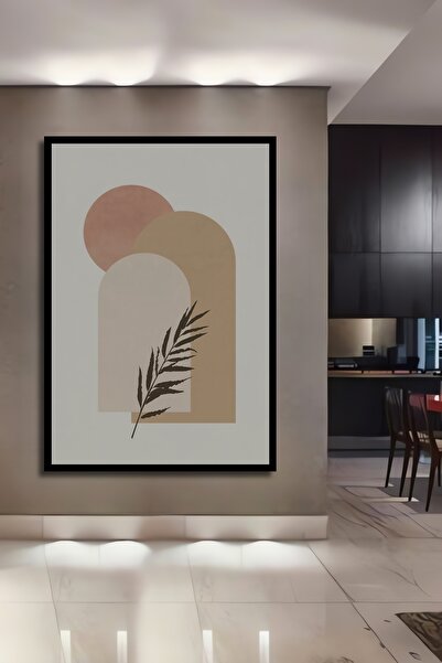 Teona Ahşap Tablou decorativ din lemn dreptunghiular cu aspect de cadru cu amestec de frunze abstracte