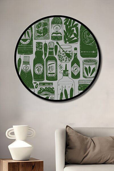 Teona Ahşap Vizualizarea decorativă a sticlelor și borcanilor cu cadru rotund din lemn