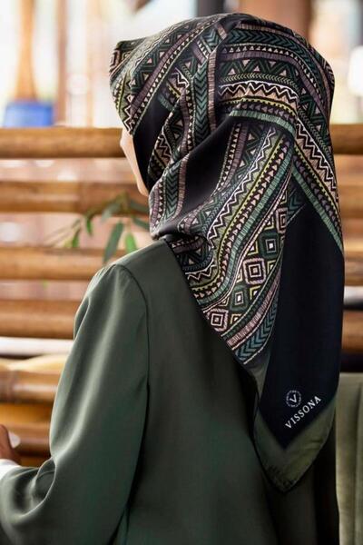 Vissona Μεταξωτό μαντήλι Tivil 17025 - 5 - 0001 - 0036 Πράσινο σχέδιο μπατίκ