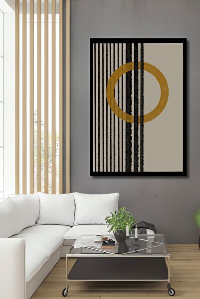 Teona Ahşap Tablă decorativă din lemn dreptunghiulară cu aspect de benzi geom...