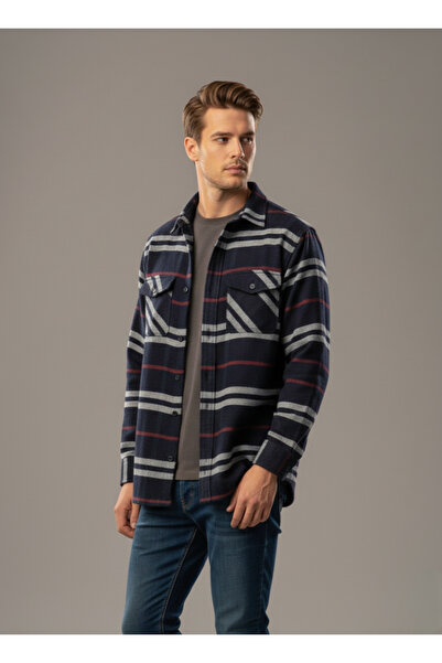 secret touch Erkek Oduncu Regular Fit Klasik Kesim Çift Cepli Yaka Düğmeli Kı...