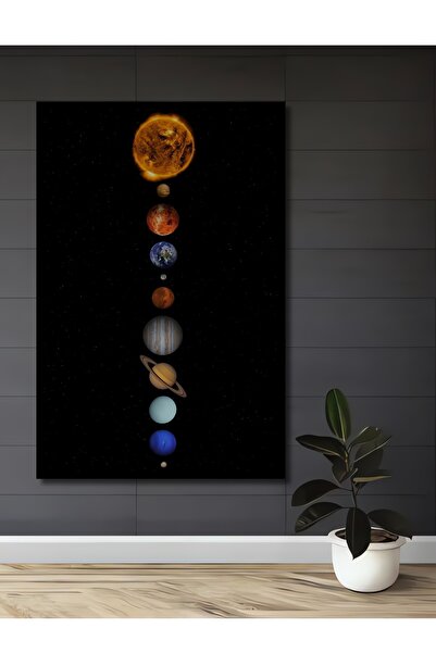 Teona Ahşap Tablou decorativ din lemn dreptunghiular Planetele Sistemului Solar cu aspect de cadru