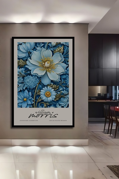 Teona Ahşap Tablou decorativ din lemn dreptunghiular cu aspect de rama cu flori William Morris