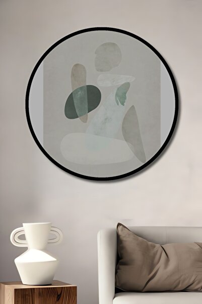 Teona Ahşap Tablou decorativ cu cadru rotund din lemn Aspect forme abstracte Armonie