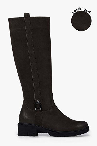 Shoeberry Women's Frost Bitter Brown Genuine Leather Nubuck Boots