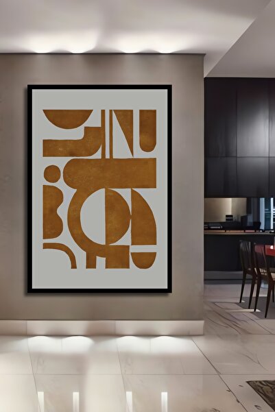 Teona Ahşap Tablou decorativ din lemn dreptunghiular cu forme geometrice abstracte cu aspect de cadru