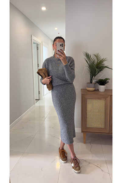 BİRCANÇİL Betra Fume Melange рокля с мека текстура