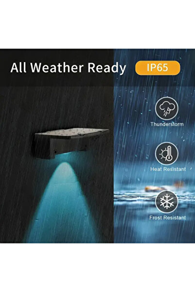 HAMER Black solar searchlight, 7 RGB lighting colors