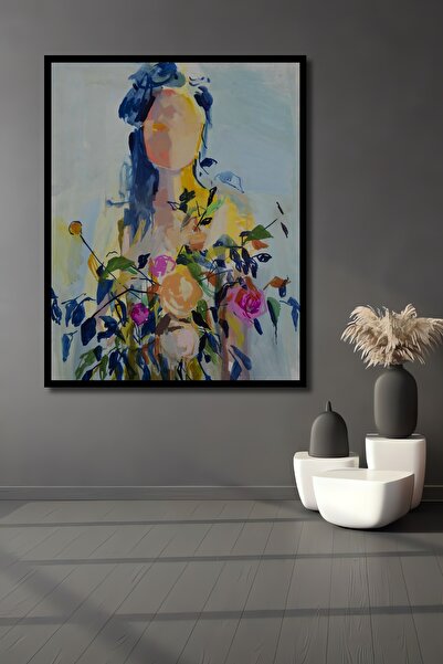 Teona Ahşap Tablou decorativ din lemn dreptunghiular cu flori colorate, aspec...