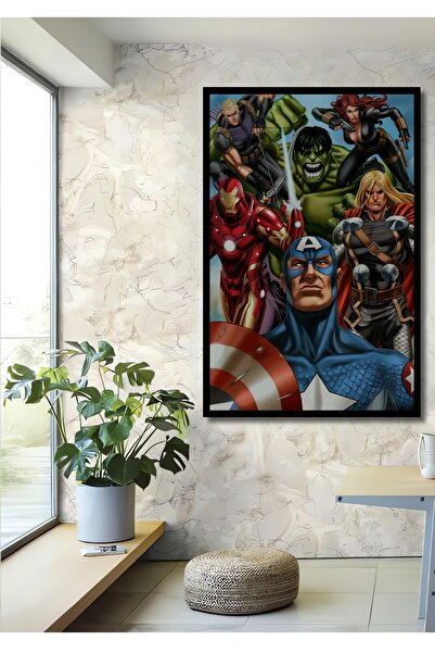 Teona Ahşap Tablou decorativ din lemn dreptunghiular The Avengers Heroes Fram...
