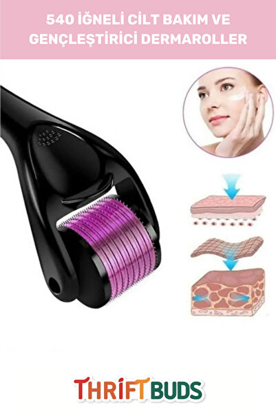 Thriftbuds Özel Üretim Derma Roller 540 İğneli Titanyum Uçlu Vücut Yenileme C...