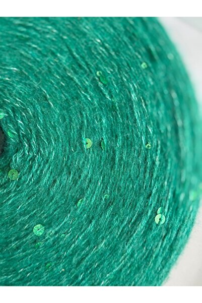 Pİ Yarn İri pullu zümrüt yeşili moher ip