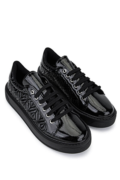 Tamer Tanca Kadın Suni Deri Siyah Rugan Sneakers & Spor Ayakkabı