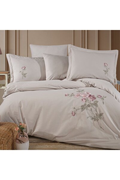 Hobby home collection Premium Palmyra Taş - Poplin Çift Kişilik Nakışlı Nevre...