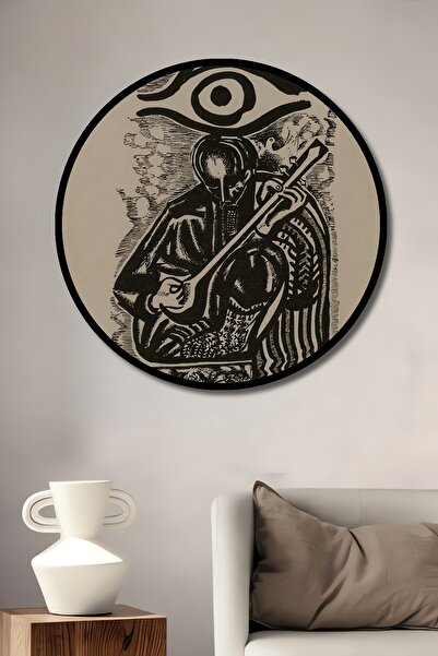 Teona Ahşap Tablou decorativ cu aspect de cadru rotund din lemn, cu legături,...