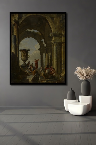 Teona Ahşap Tablou decorativ din lemn dreptunghiular Aspect de cadru de întâlnire a ruinei antice