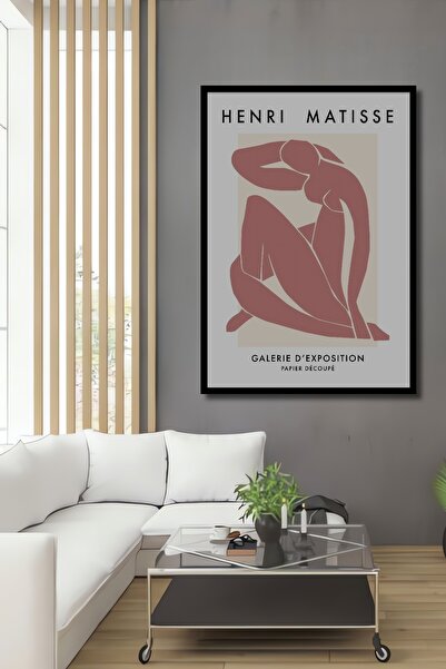 Teona Ahşap Decorative Wooden Rectangular Painting Henri Matisse Female Figure Framed Look