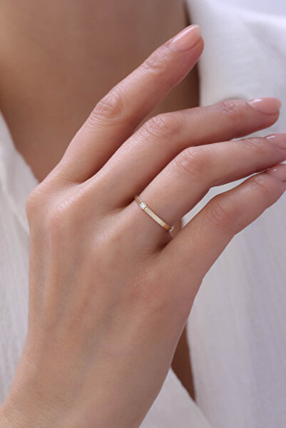 YAVUZ KUYUMCULUK 14 Ayar Altın Tektaş Düz Alyans