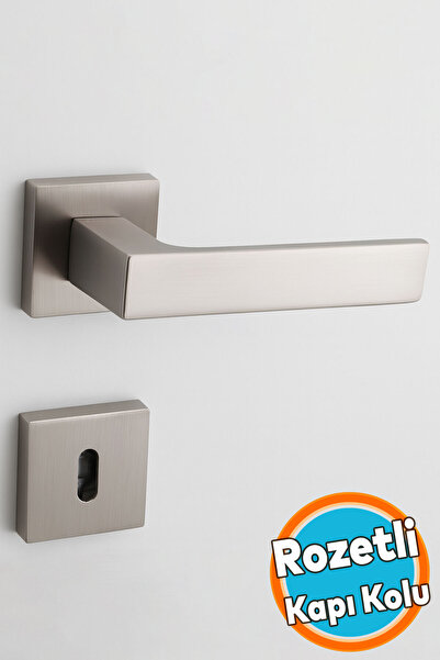 NZB Oda Kapı Kolu Kare Rozetli İNOX Sağa Sola Uygun İç Dış Ev Oda Kapısı Kilitlenebilir 1 Takım