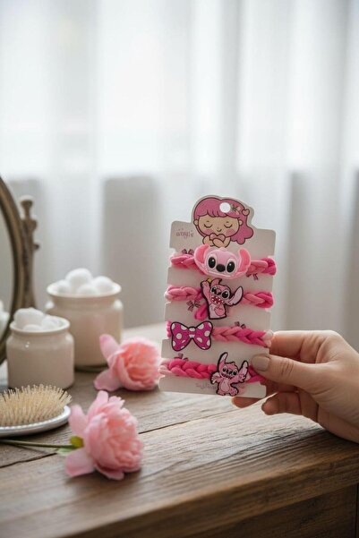 Kostümix Set de 4 catarame cu figuri Stitch - roz