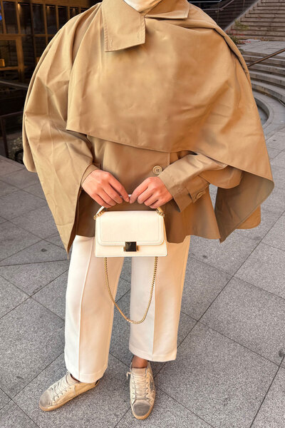 LOCCO Γυναικείο σάλι με λεπτομέρεια κοντή καμπαρντίνα χακί πράσινο