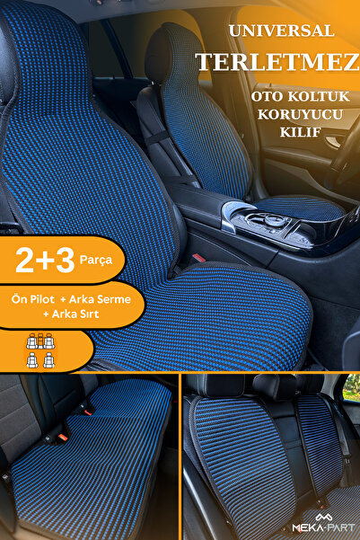 TREND Anti-Sweat Car Seat Protector Cover 100% Cotton 5-Piece Full Set Blue Black Renault Kadjar All Models