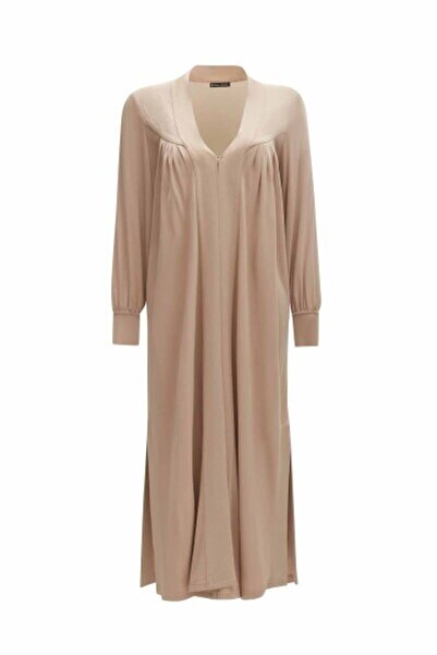 MISS DALIDA Triko Detaylı Düz Renk Şık Taş Rengi Kap