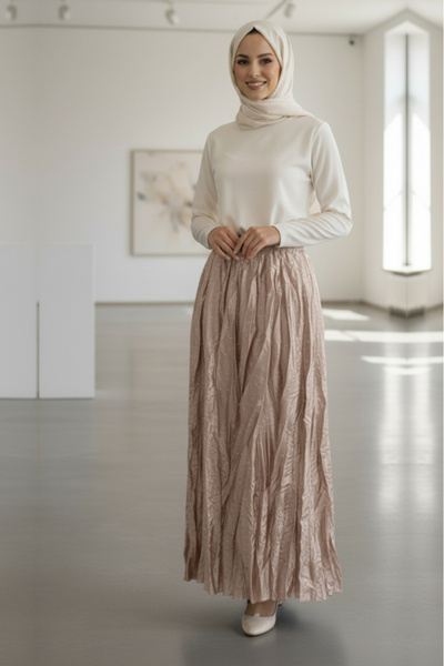 N.S NEVA STYLE Crinkled Biscuit Hijab Skirt 9227Bs
