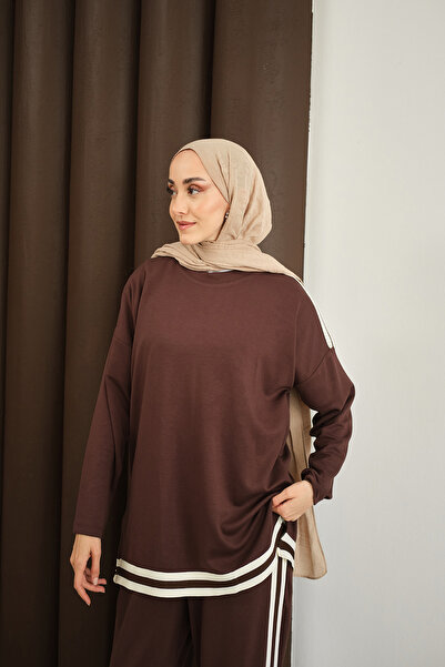 LOCCO Women's Striped Double Suit Brown