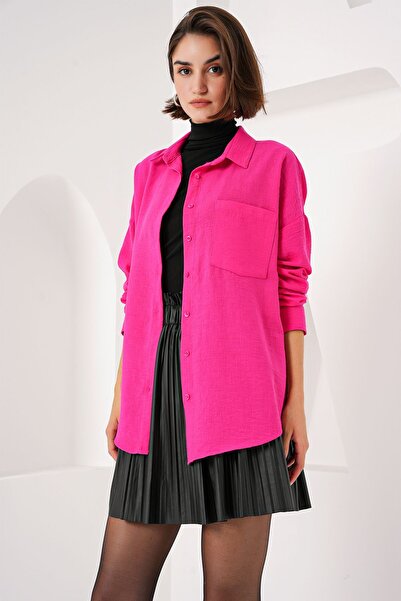 Hiccup Bdart Oversized Long Sleeve Button down Shirt with Pockets