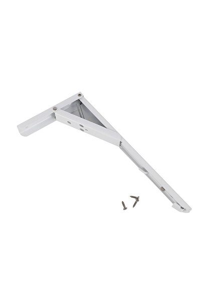 Lawazim Foldable Shelf Bracket 30x13.5cm - One-Touch Adjustable Wall Mount Support - White