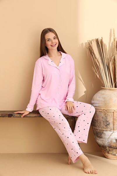 ELİTOL Patterned Pink Women's Pajama Set