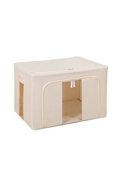 ZanaCasei 1+1 Foldable Storage Box , 66L - Premium Fabric, Window, Metal Frame, 50x40x33 cm
