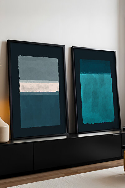 huhuli Ahşap Siyah Çerçeveli Soyut Tablo Huhu90