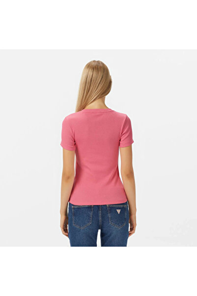 Guess Women's Pink Slim Fit Logo T-Shirt W5Yp37Ka0H1-A619
