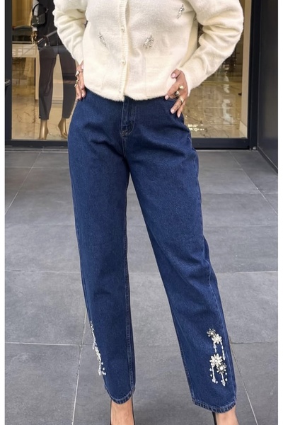 my312 Paçası Taşlı Jean Pantolon Lacivert