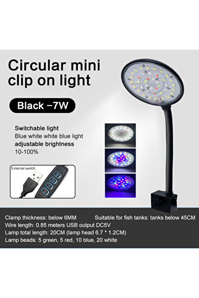 Choice1 مصباح LED 002L USB لحوض السمك، ديكور حوض السمك، نباتات مائية، أوضاع م...