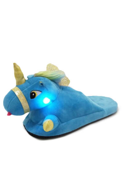 WildFashion Papuci pufosi de casa in forma de unicorn cu leduri PC8A-4 36-38