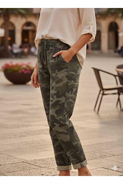 Punta Otantik LS7312 Kamuflaj Desenli Likralı İtalyan Coton Pantolon Haki