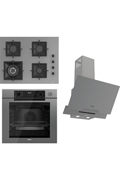 Ferre Steamart-Fryart-Sılentart Serisi Gri Set (SC408-WFA + QEP64CPR +D065-SA) - Döküm Izgara / 65 c