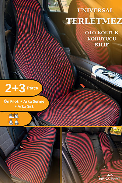 TREND Anti-Sweat Car Seat Protector Cover 100% Cotton 5-Piece Full Set Red Black Suzuki Vitara All Models