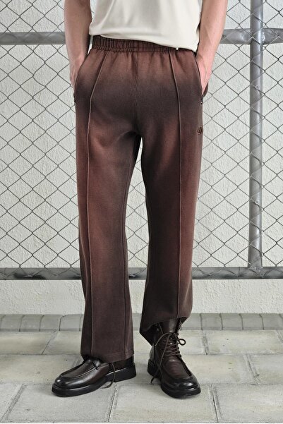 GIESTO Brown Pants with Effective Logo Detail