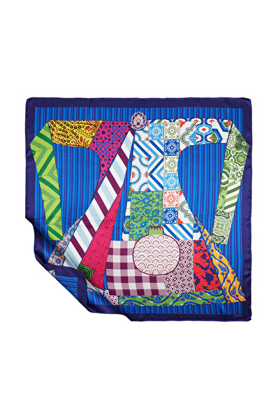 ipekevi Eșarfă din mătase Tivil albastru bleumarin Sultans Caftan