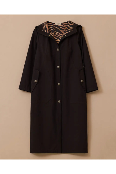 Gala-Xi Plus Size Lined Overcoat with Pockets